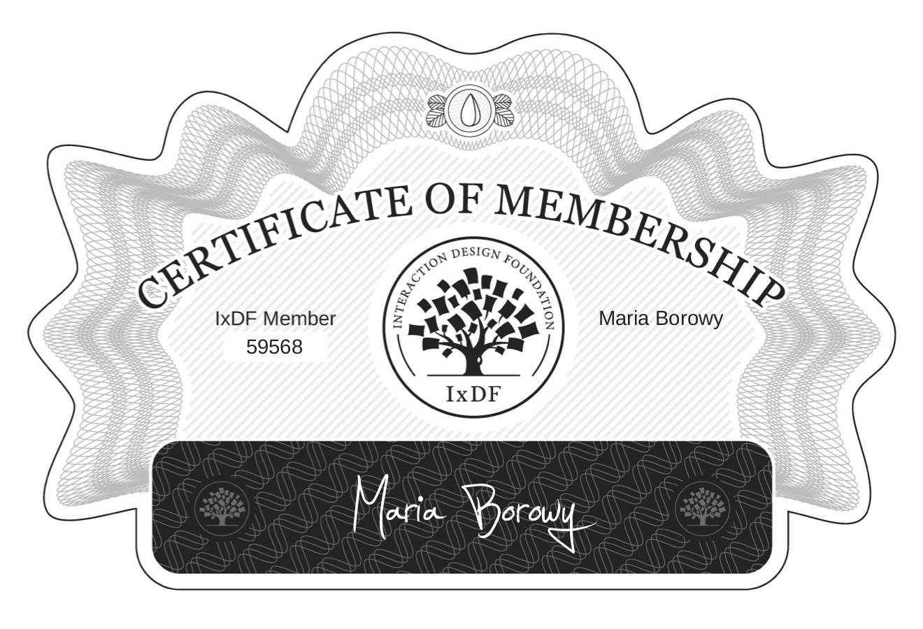 Certificate of Membership – Maria Borowy