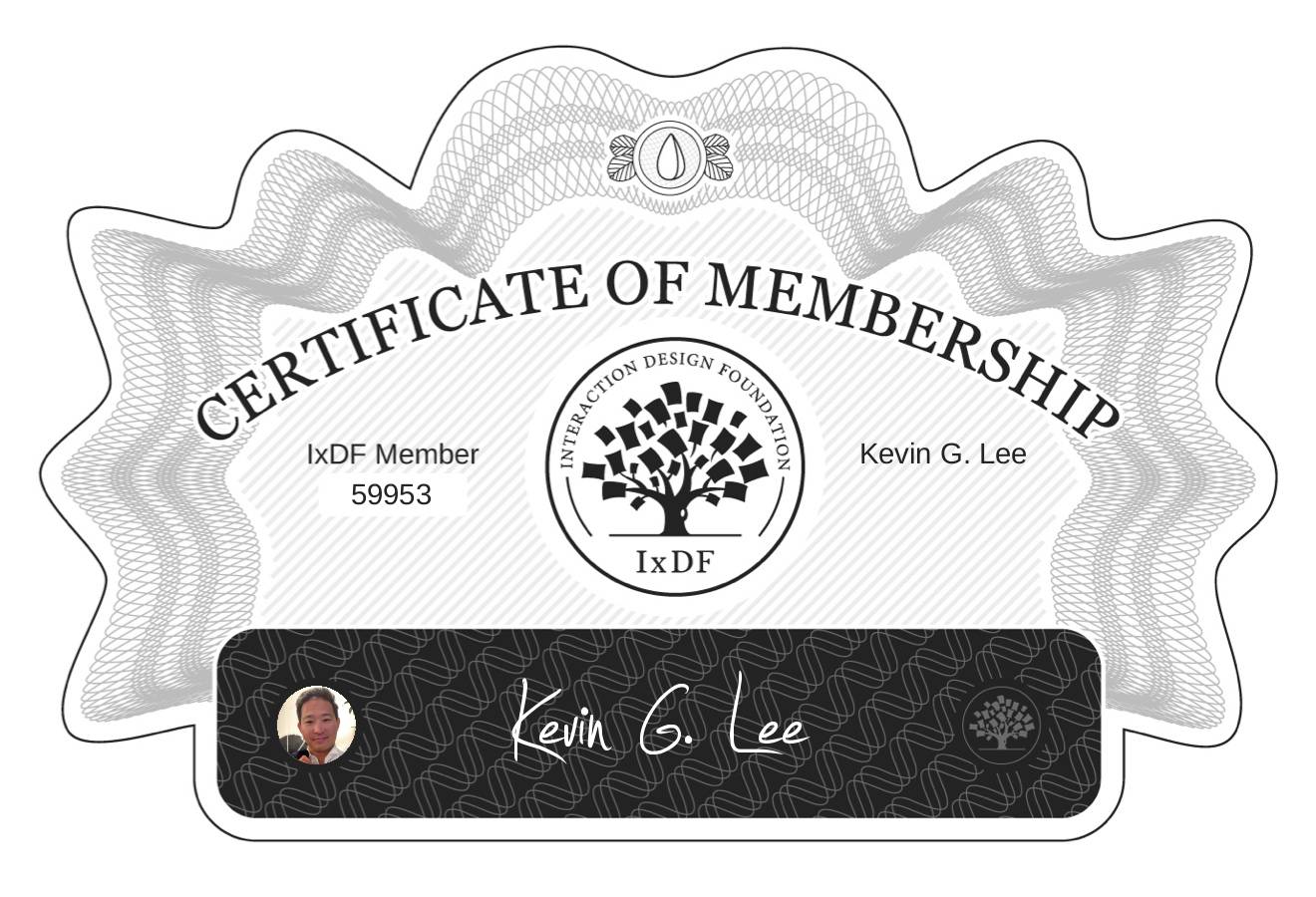 Certificate of Membership – Kevin G. Lee