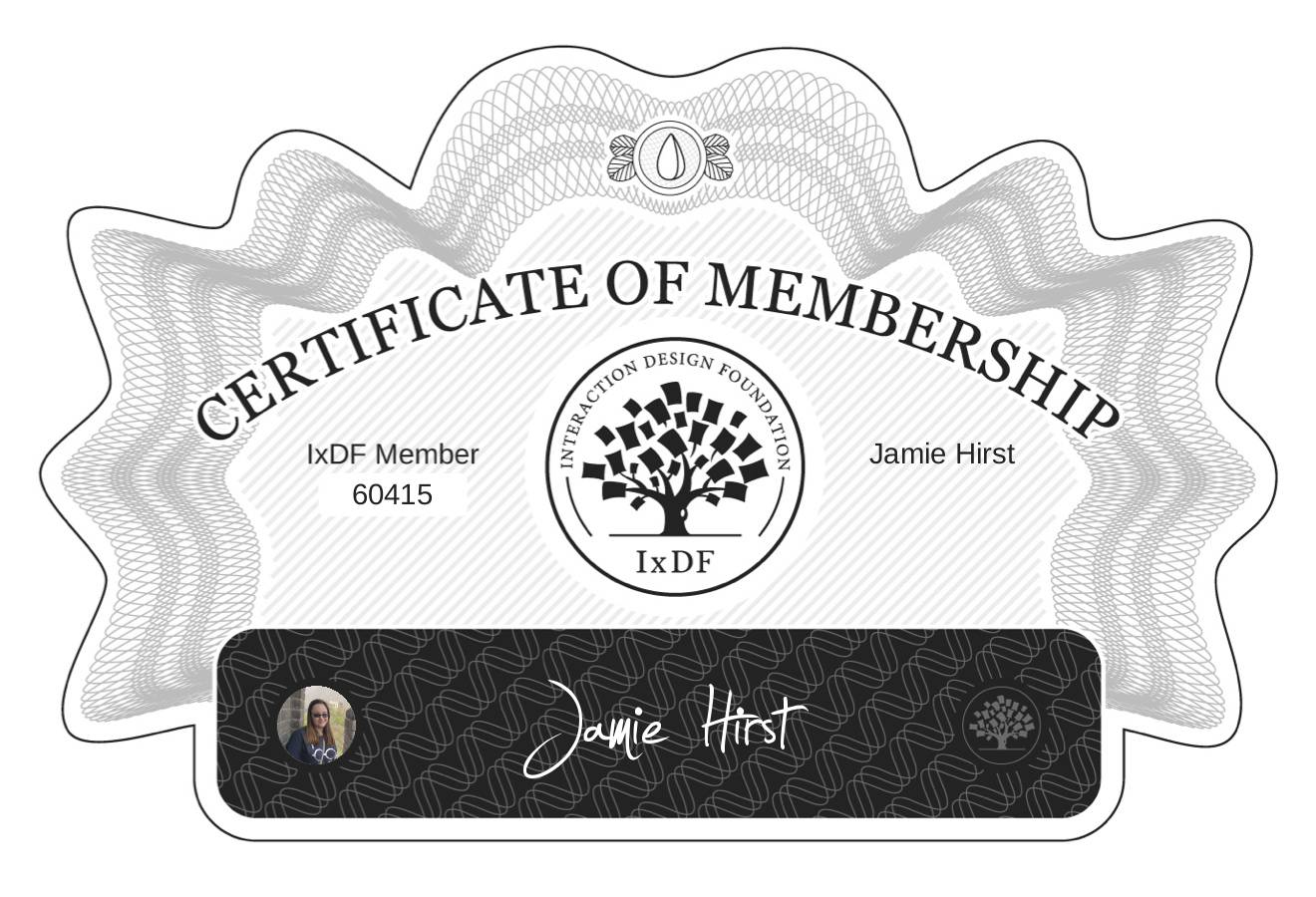 Certificate of Membership – Jamie Hirst