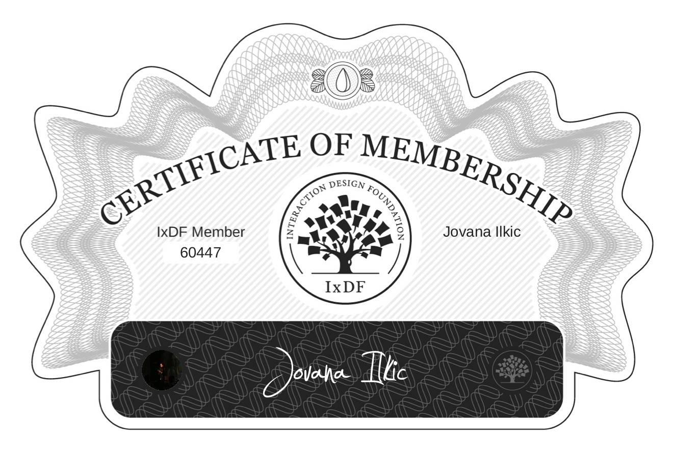 Certificate of Membership – Jovana Ilkic