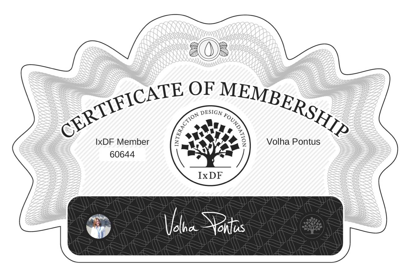 Certificate of Membership – Volha Pontus