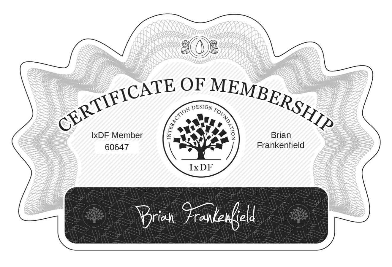 Certificate of Membership – Brian Frankenfield