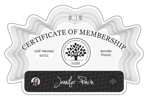 Certificate of Membership – Jennifer Poncin