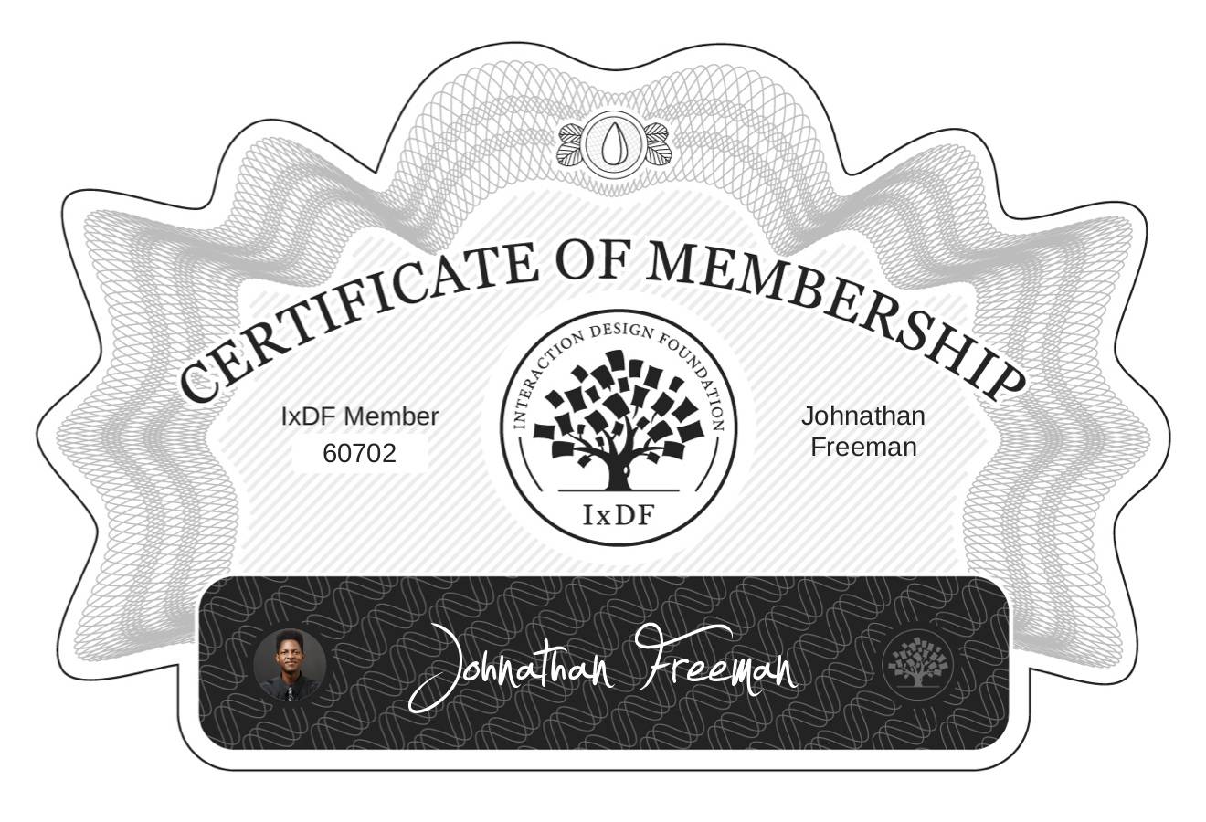 Certificate of Membership – Johnathan Freeman