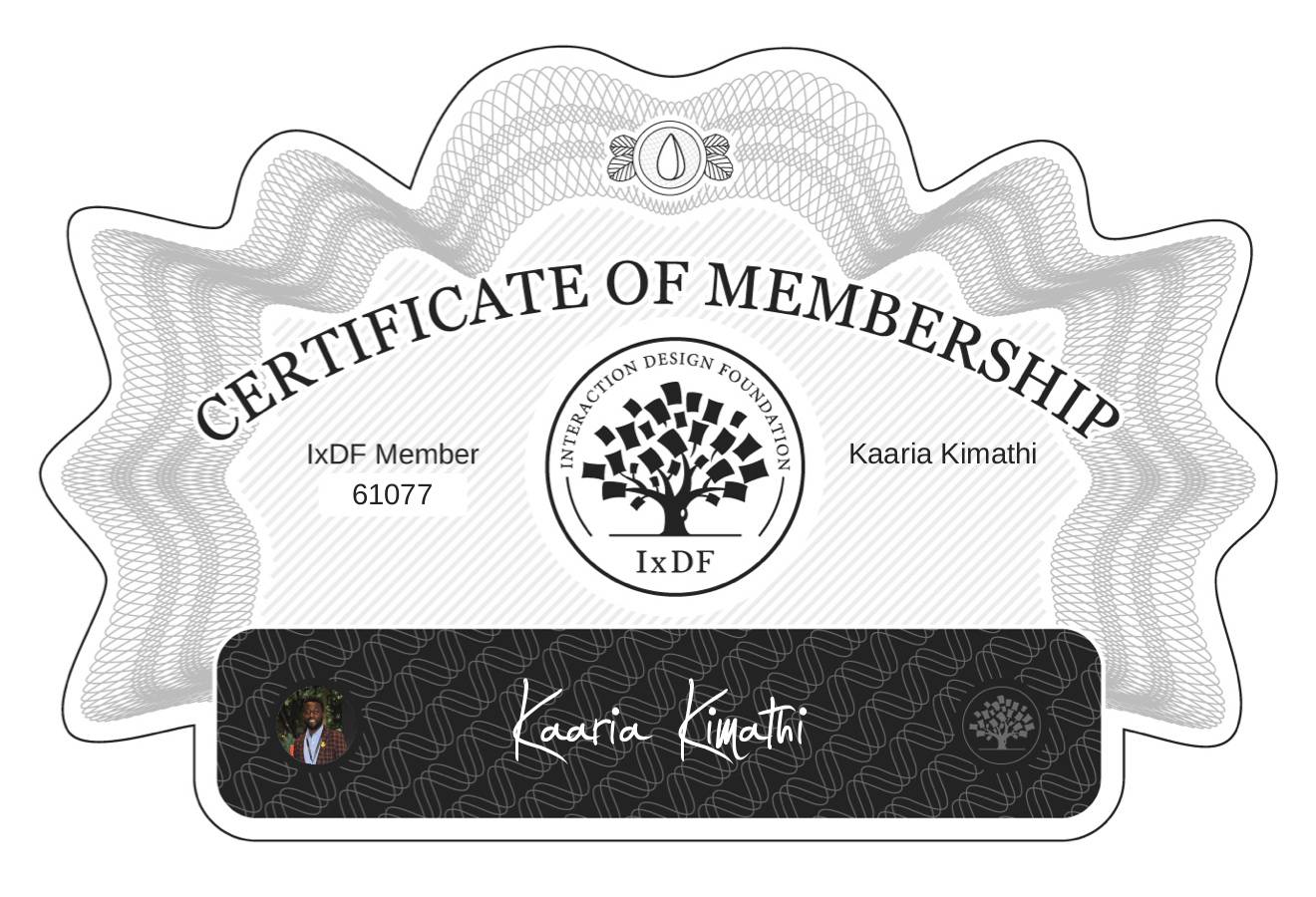 Certificate of Membership – Kaaria Kimathi