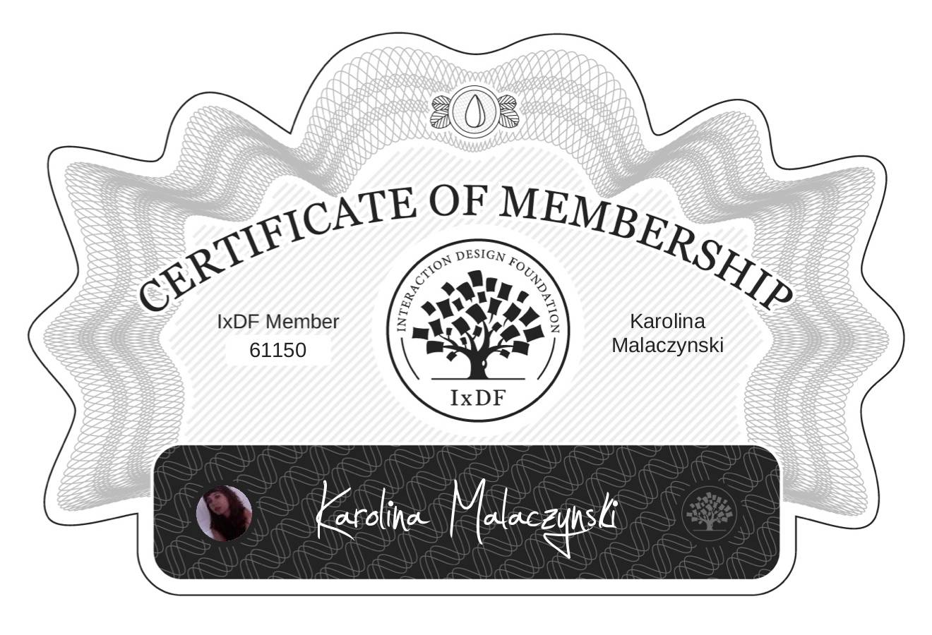 Certificate of Membership – Karolina Malaczynski