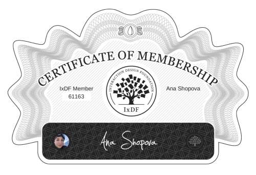 Certificate of Membership – Ana Shopova