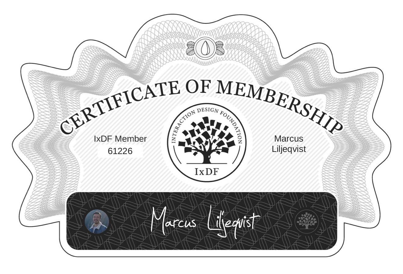 Certificate of Membership – Marcus Liljeqvist