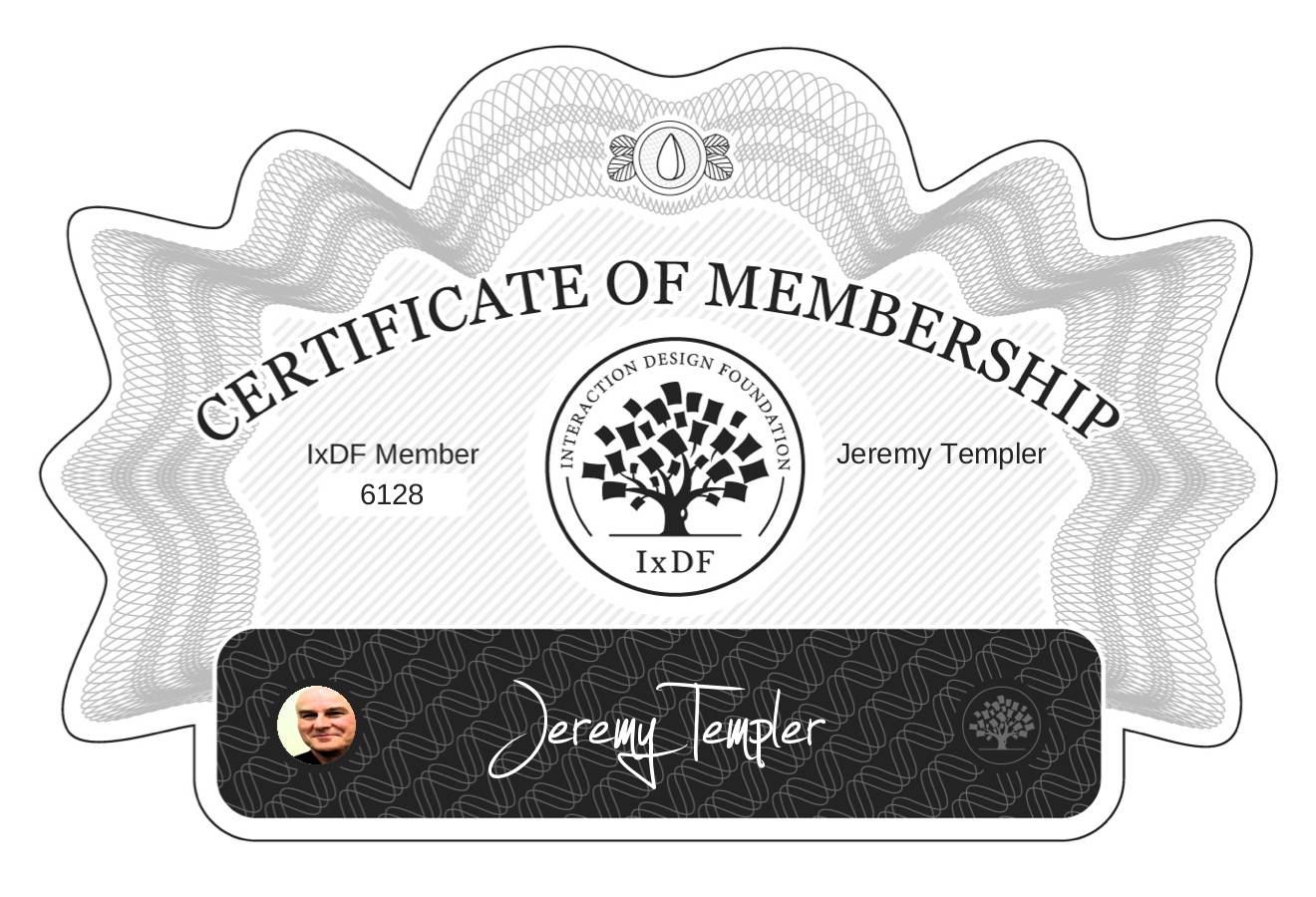 Certificate of Membership – Jeremy Templer