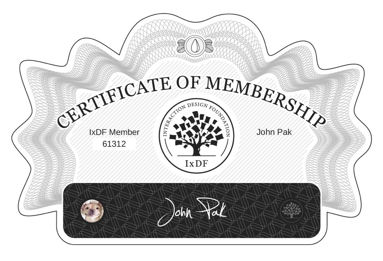 Certificate of Membership – John Pak