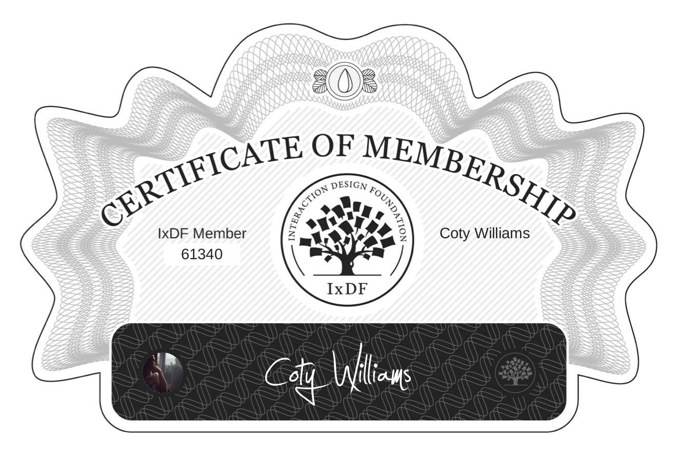 Certificate of Membership – Coty Williams