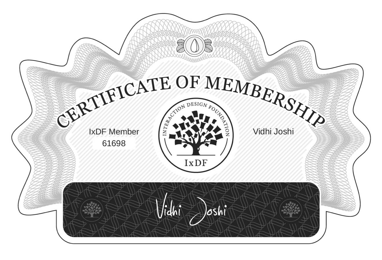 Certificate of Membership – Vidhi Joshi