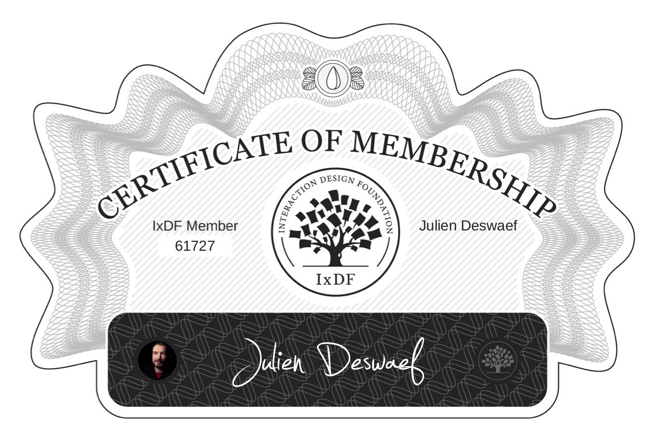 Certificate of Membership – Julien Deswaef