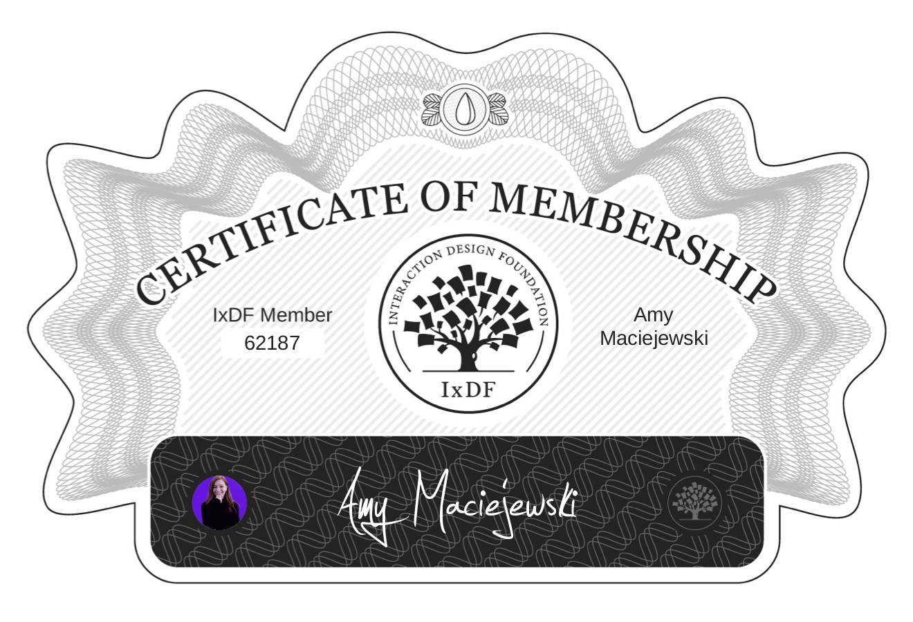 Certificate of Membership – Amy Maciejewski