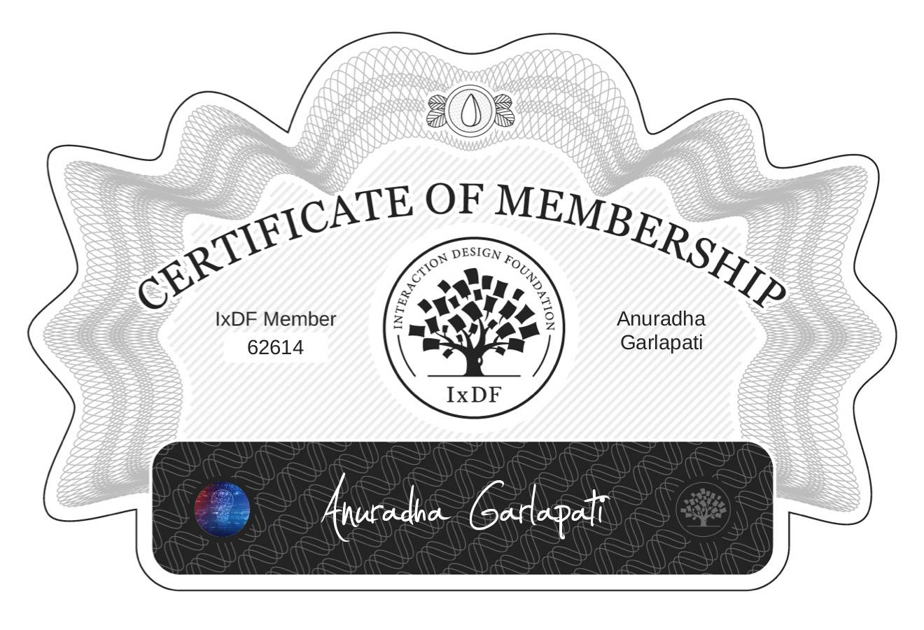 Certificate of Membership – Anuradha Garlapati