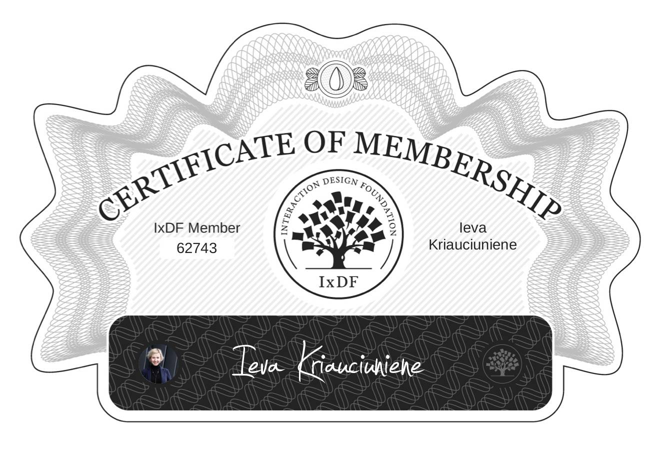 Certificate of Membership – Ieva Kriaučiūnienė
