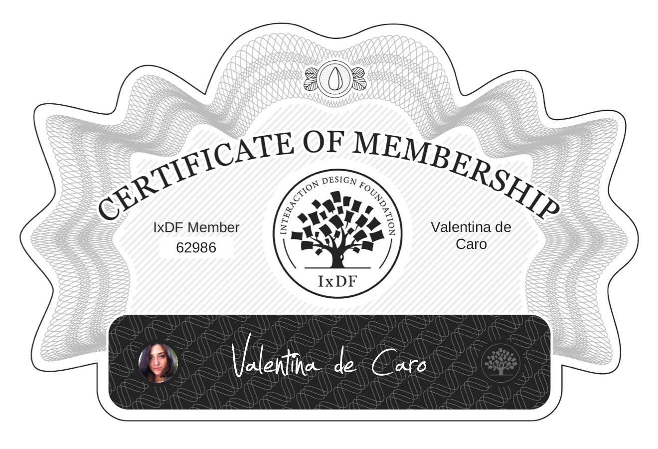 Certificate of Membership – Valentina de Caro