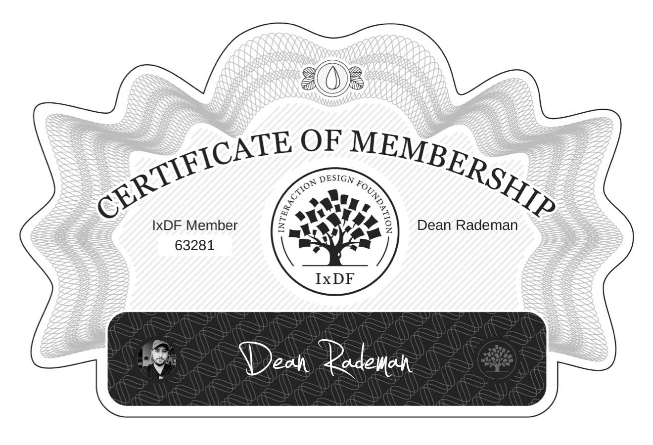 Certificate of Membership – Dean Rademan