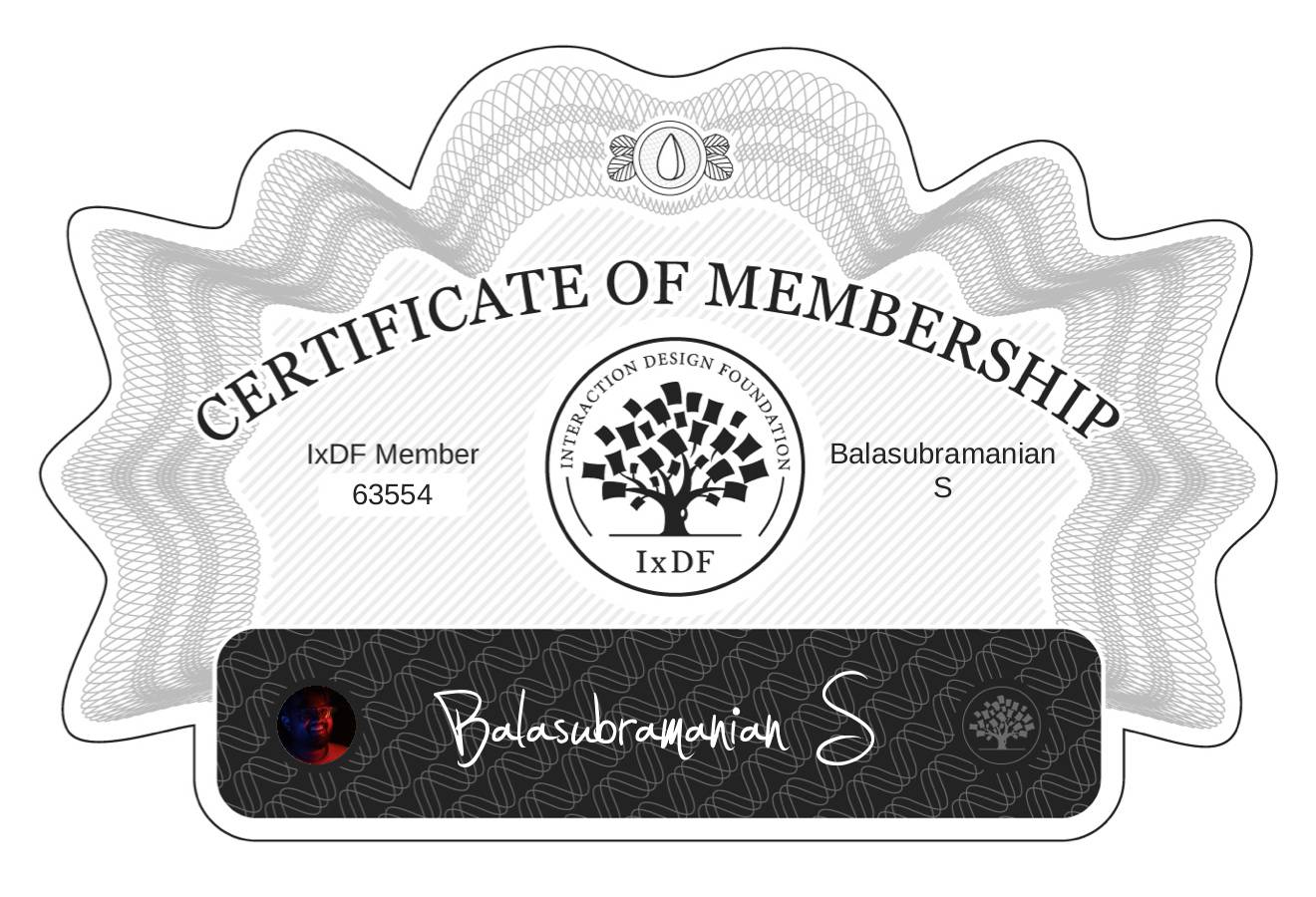 Certificate of Membership – Balasubramanian S