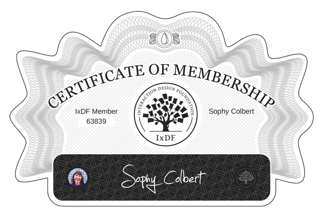 Certificate of Membership – Sophy Colbert