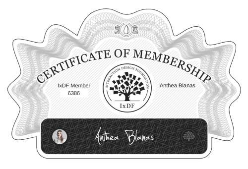 Certificate of Membership – Anthea Blanas