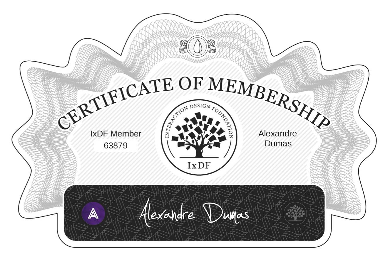 Certificate of Membership – Alexandre Dumas