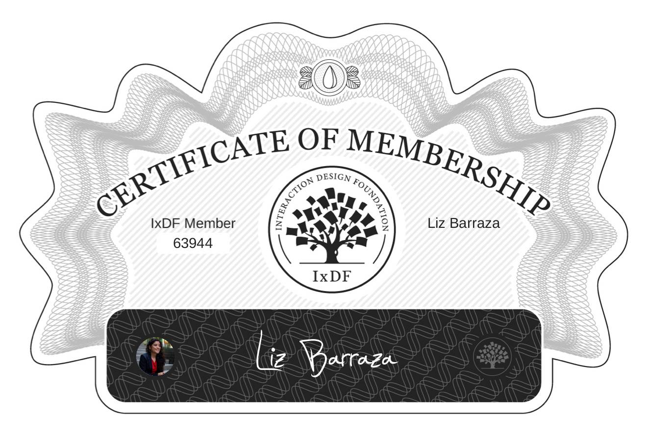 Certificate of Membership – Liz Barraza
