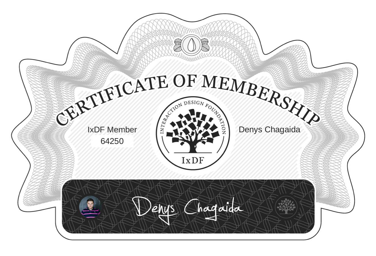 Certificate of Membership – Denys Chagaida