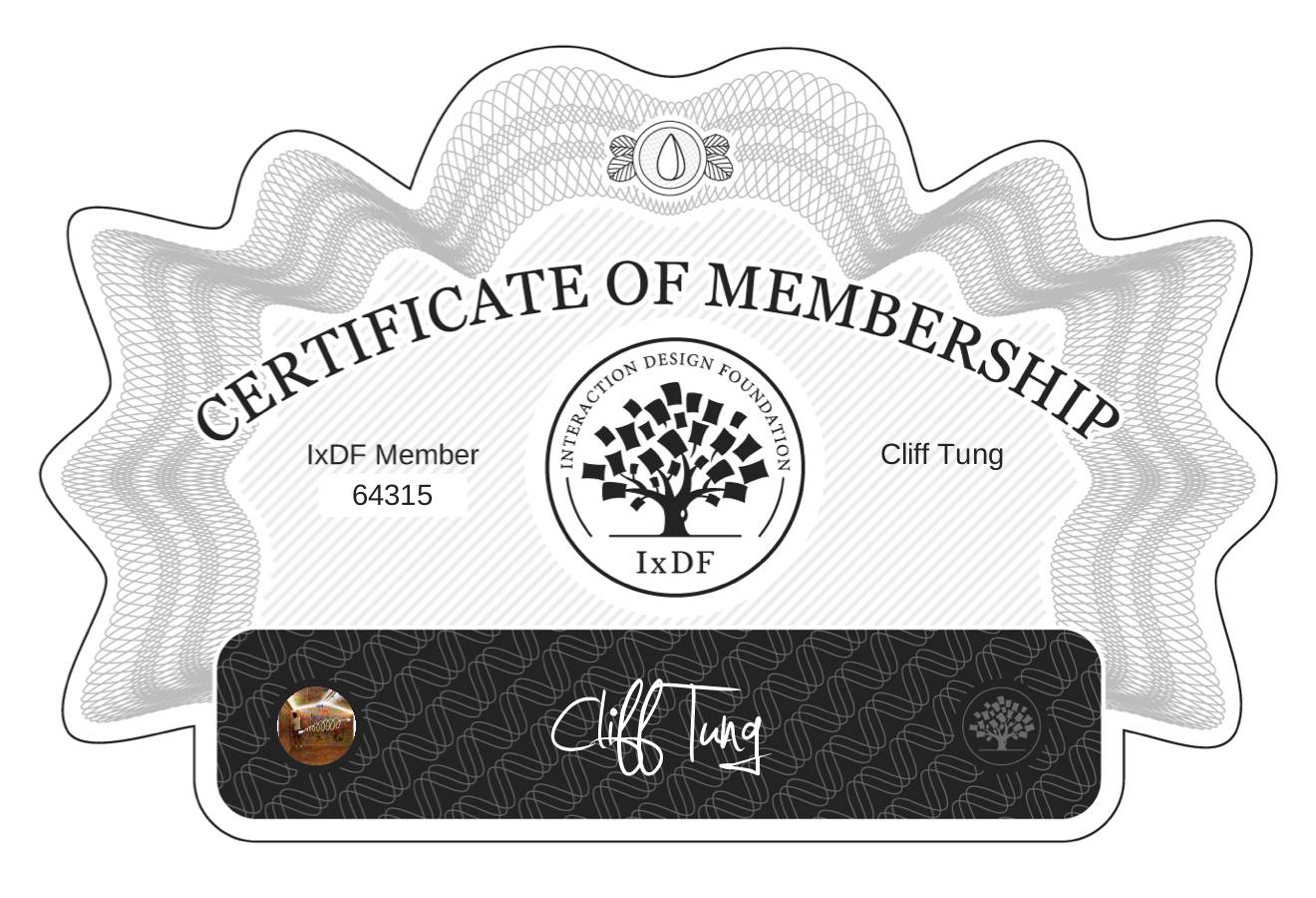 Certificate of Membership – Cliff Tung
