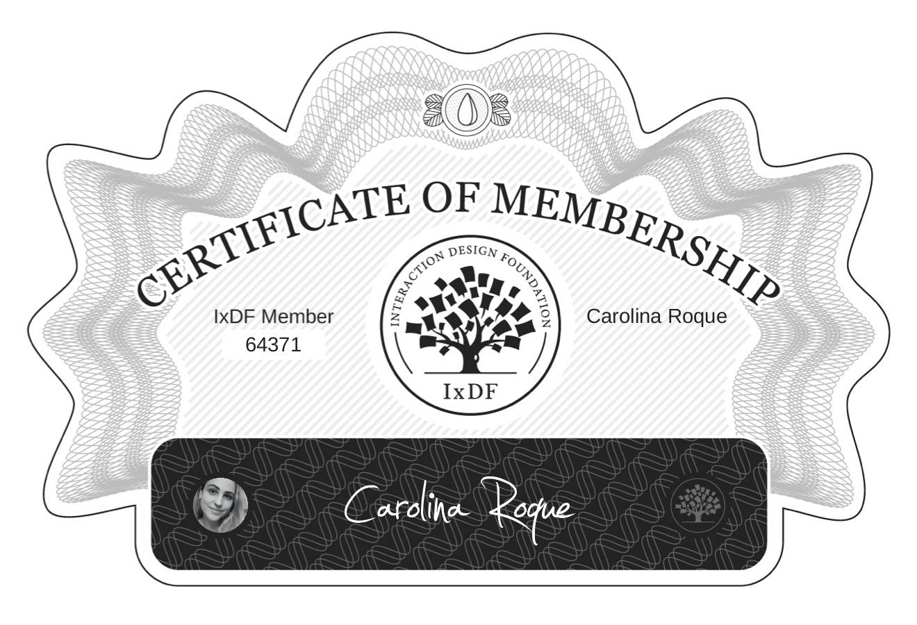 Certificate of Membership – Carolina Roque