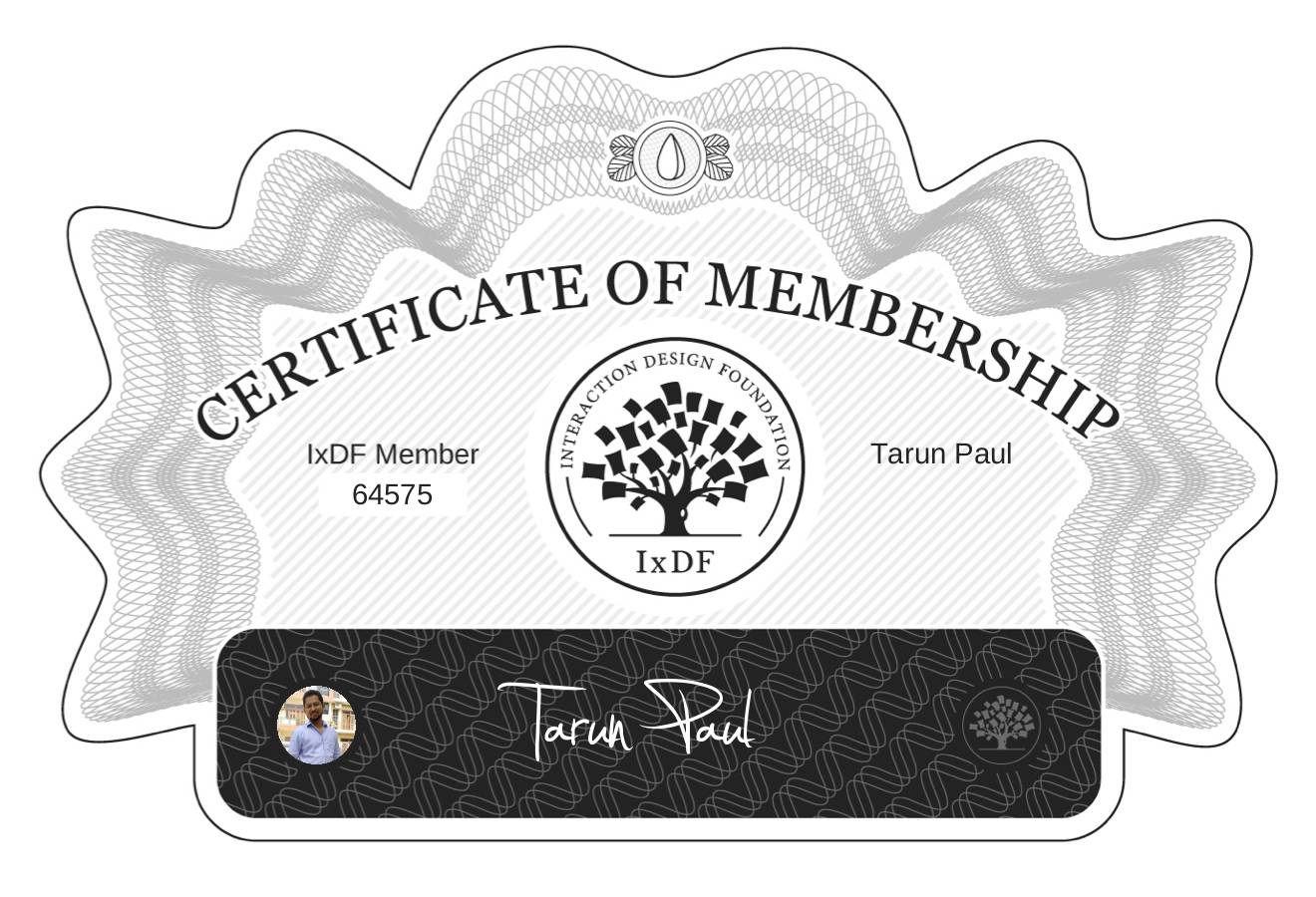 Certificate of Membership – Tarun Paul