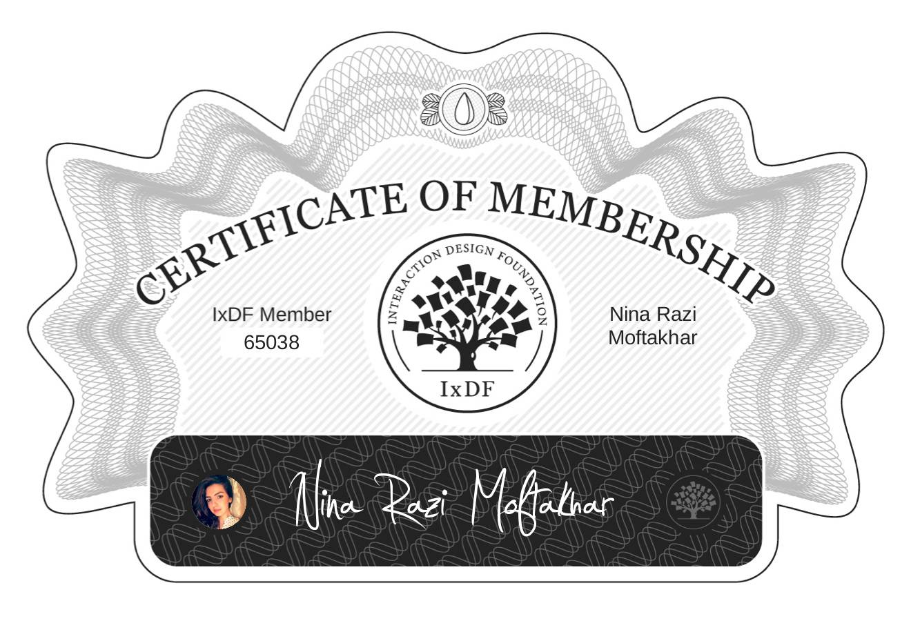 Certificate of Membership – Nina Razi Moftakhar