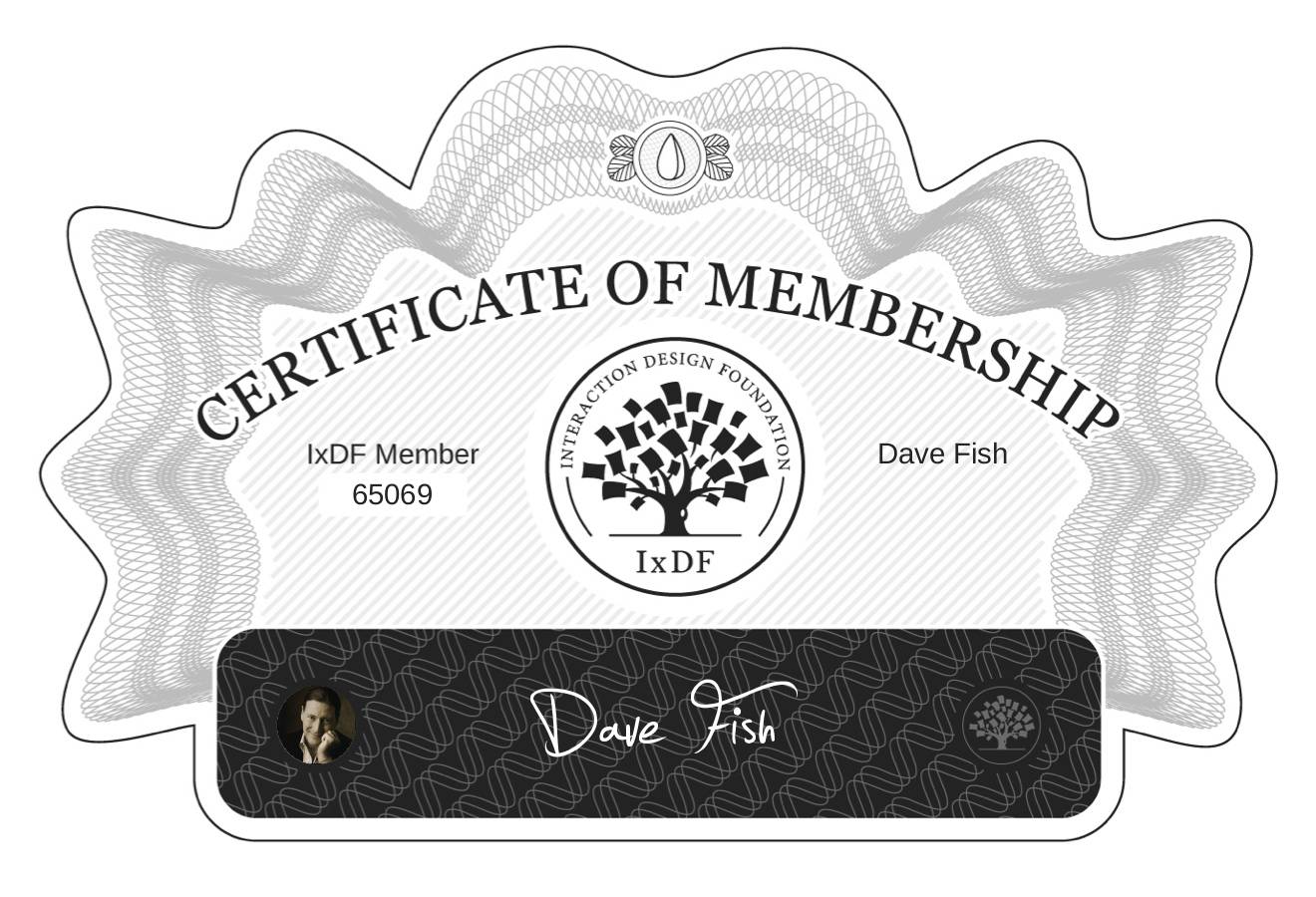 Certificate of Membership – Dave Fish