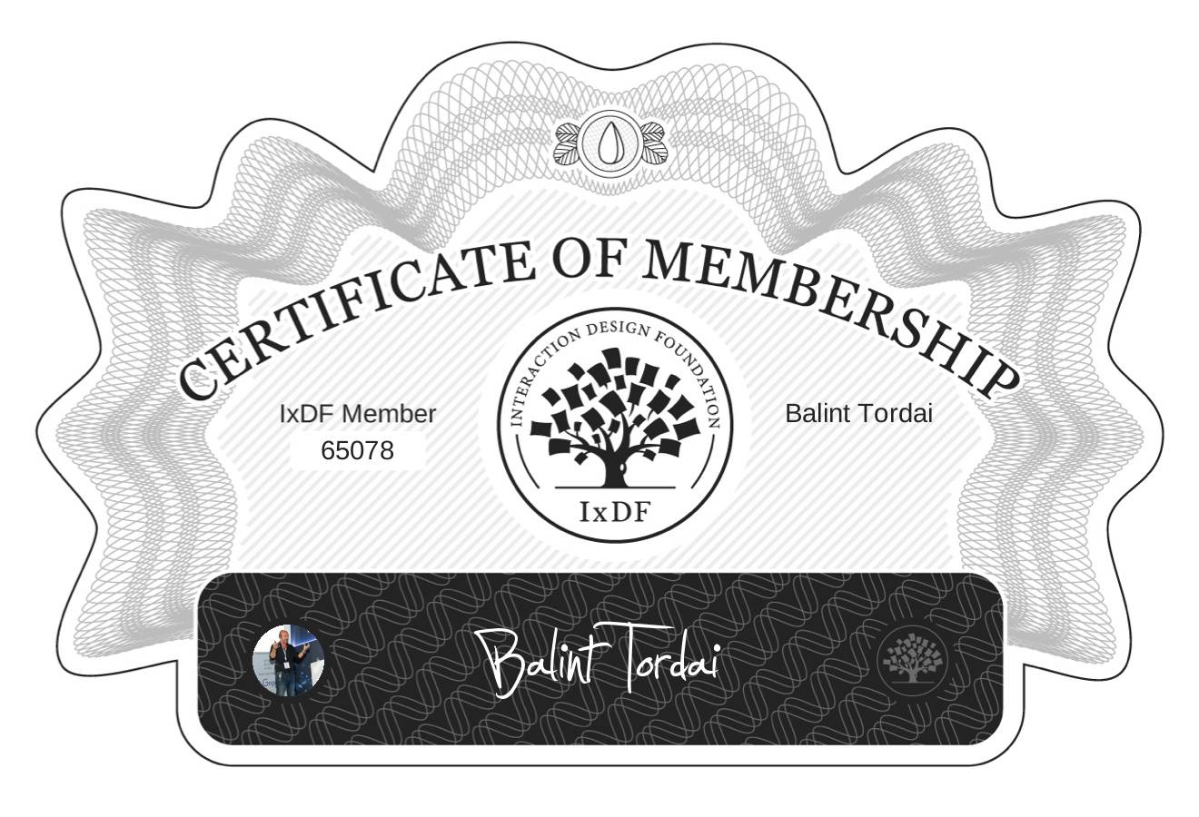 Certificate of Membership – Balint Tordai
