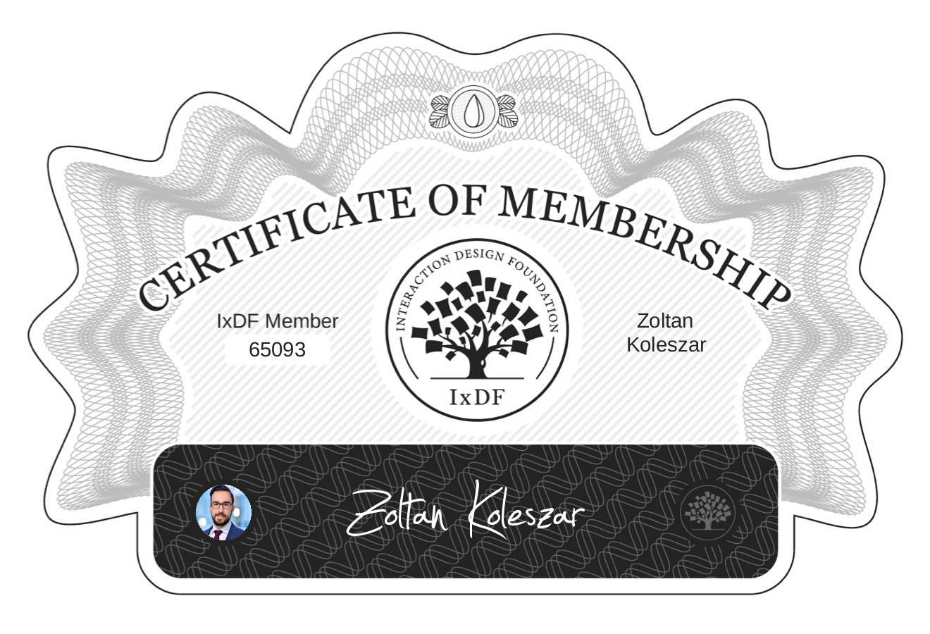 Certificate of Membership – Zoltán Koleszár