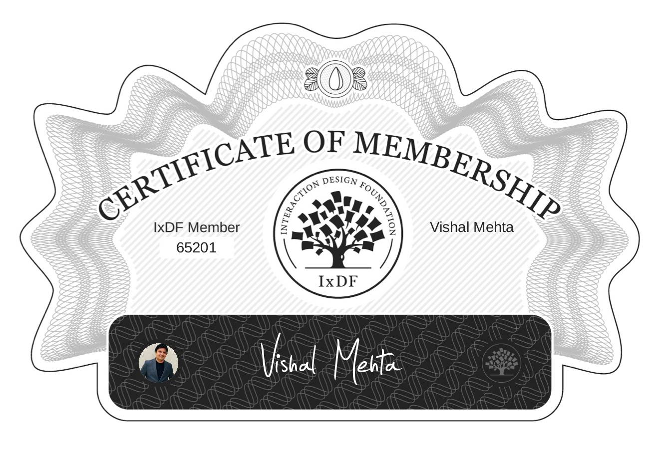Certificate of Membership – Vishal Mehta