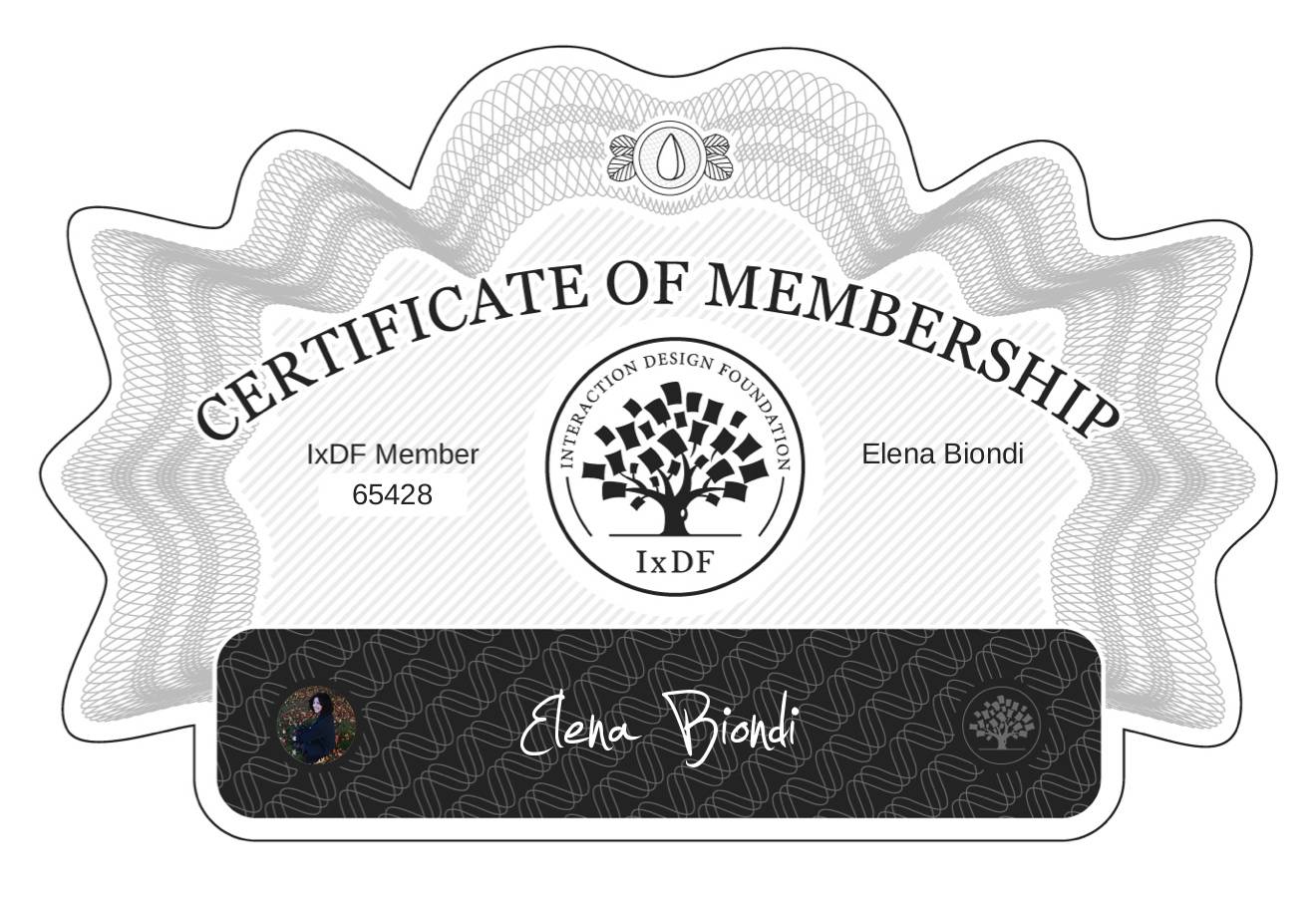 Certificate of Membership – Elena Biondi