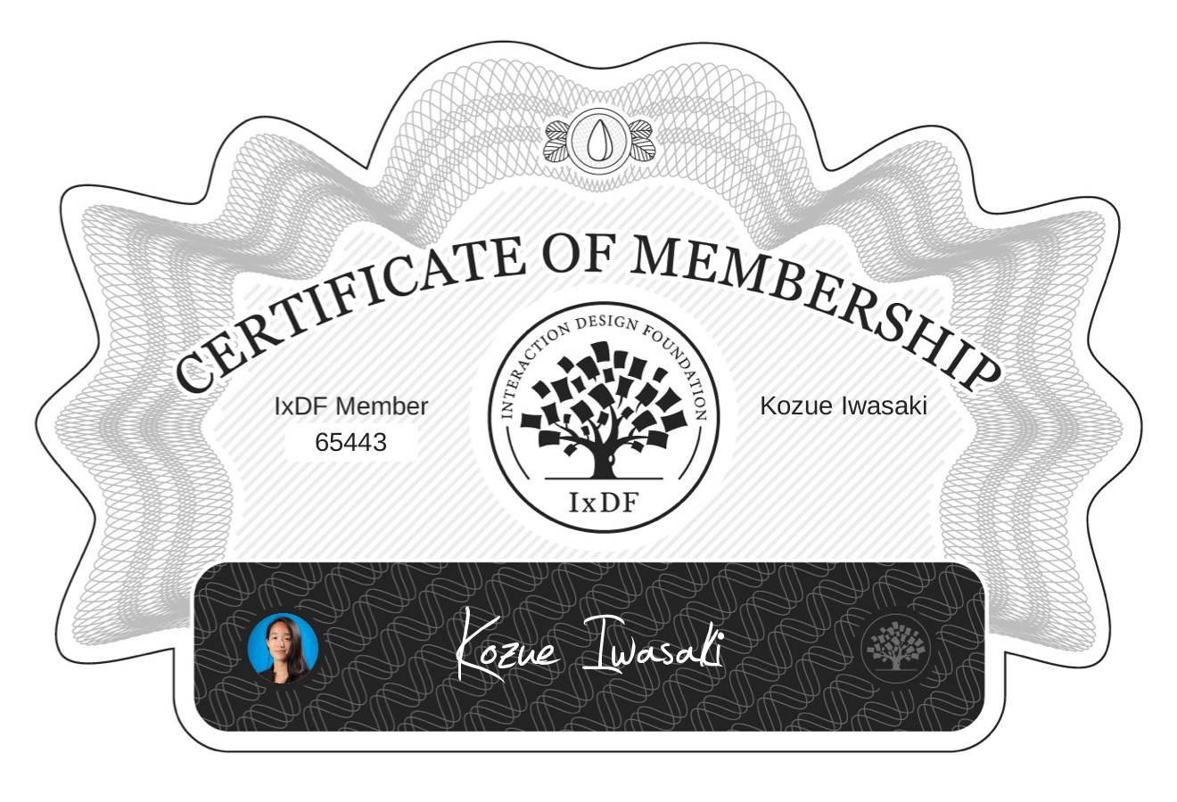 Certificate of Membership – Kozue Iwasaki