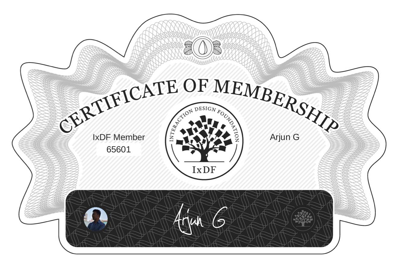 Certificate of Membership – Arjun G