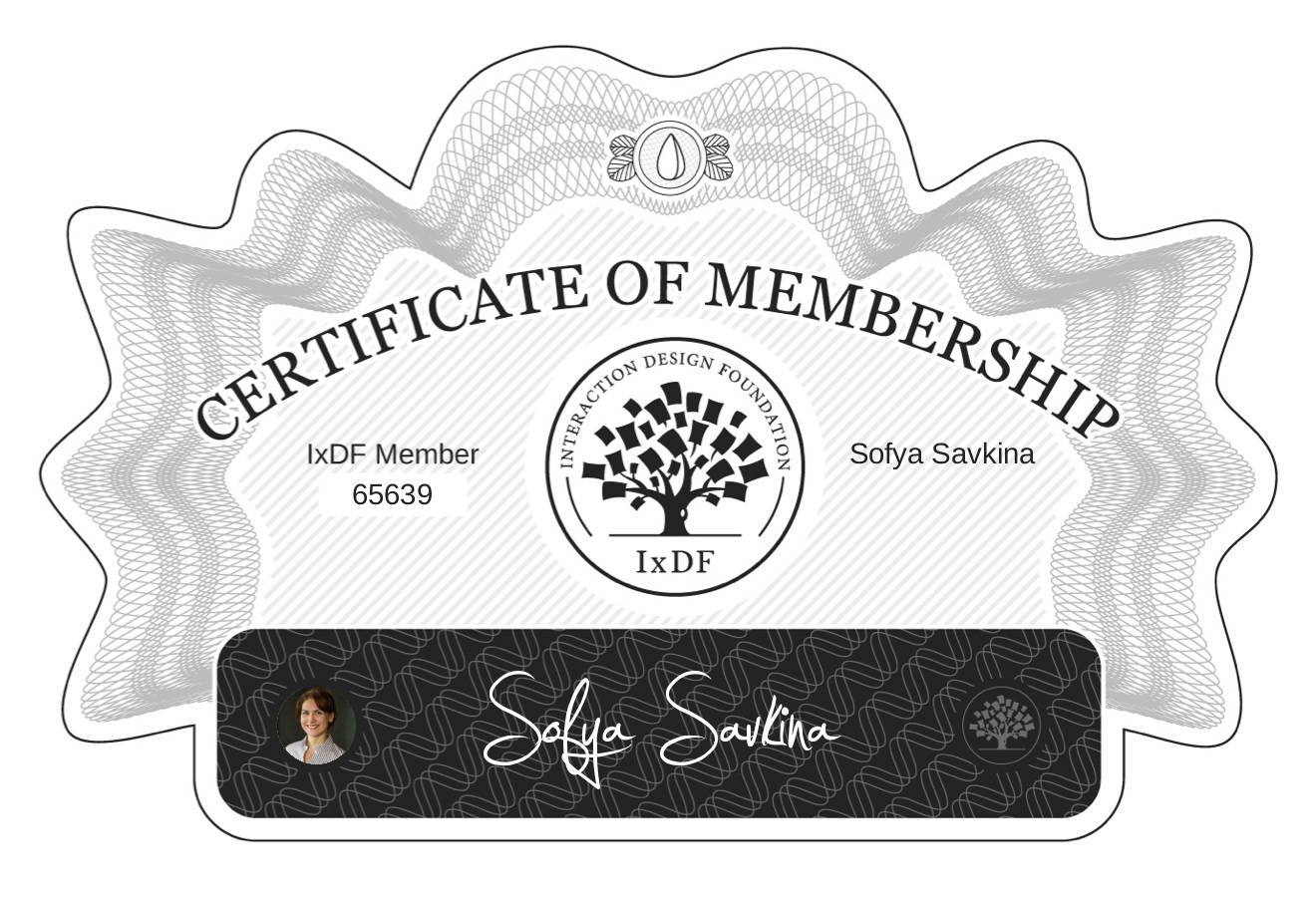 Certificate of Membership – Sofya Savkina