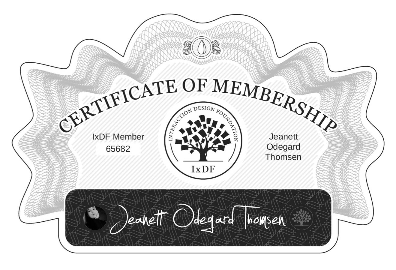 Certificate of Membership – Jeanett Ødegård Thomsen