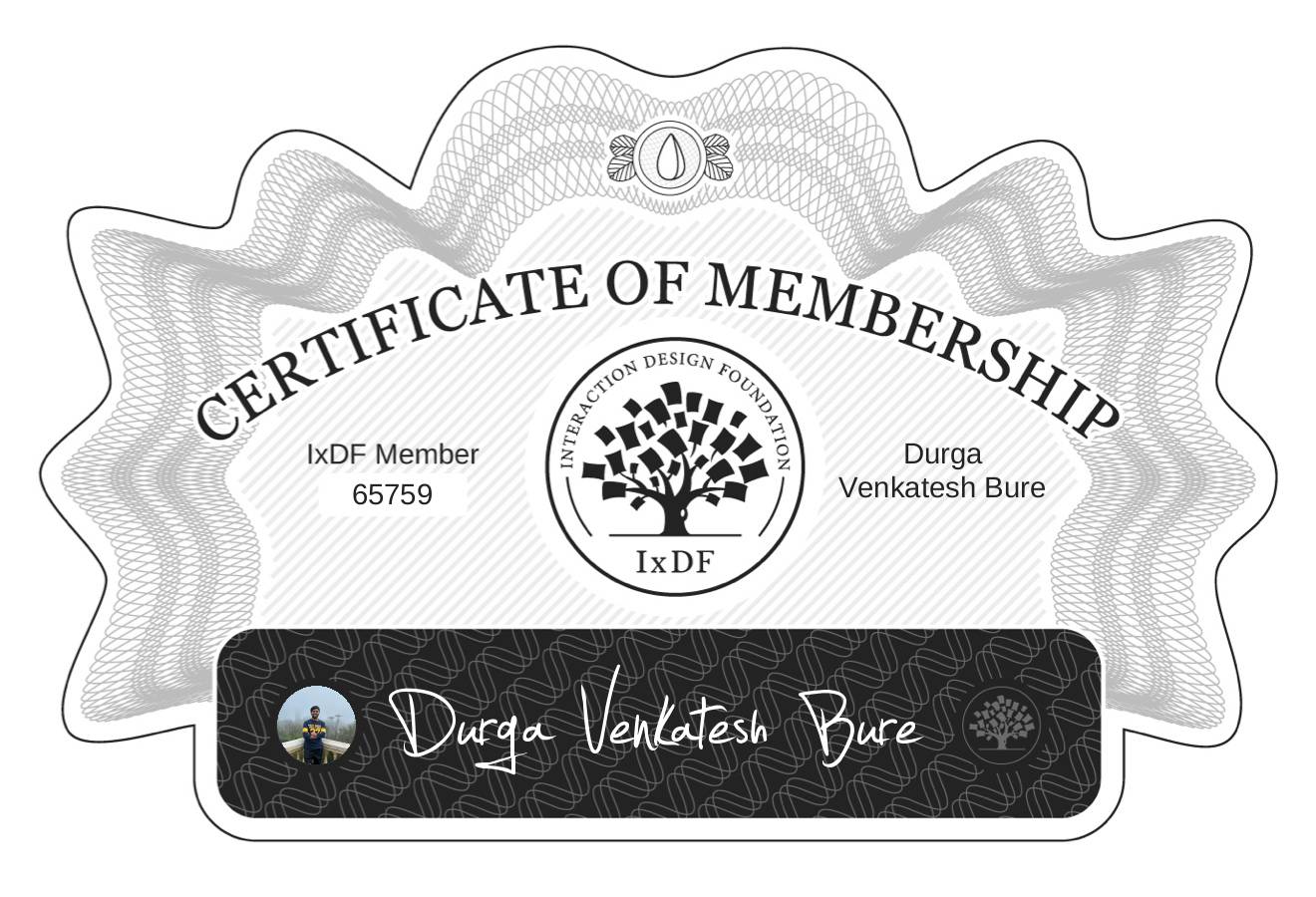 Certificate of Membership – Durga Venkatesh Bure