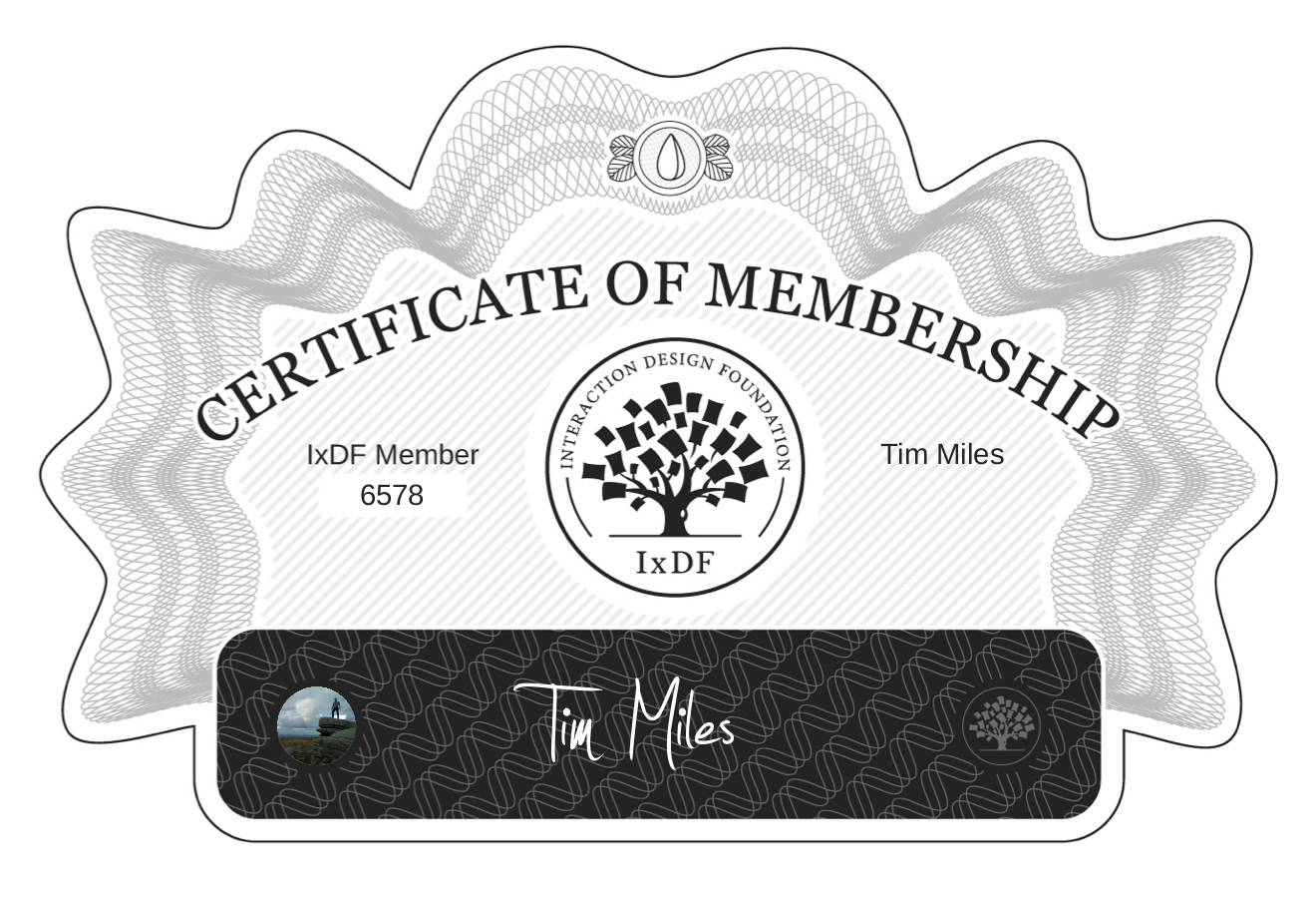 Certificate of Membership – Tim Miles