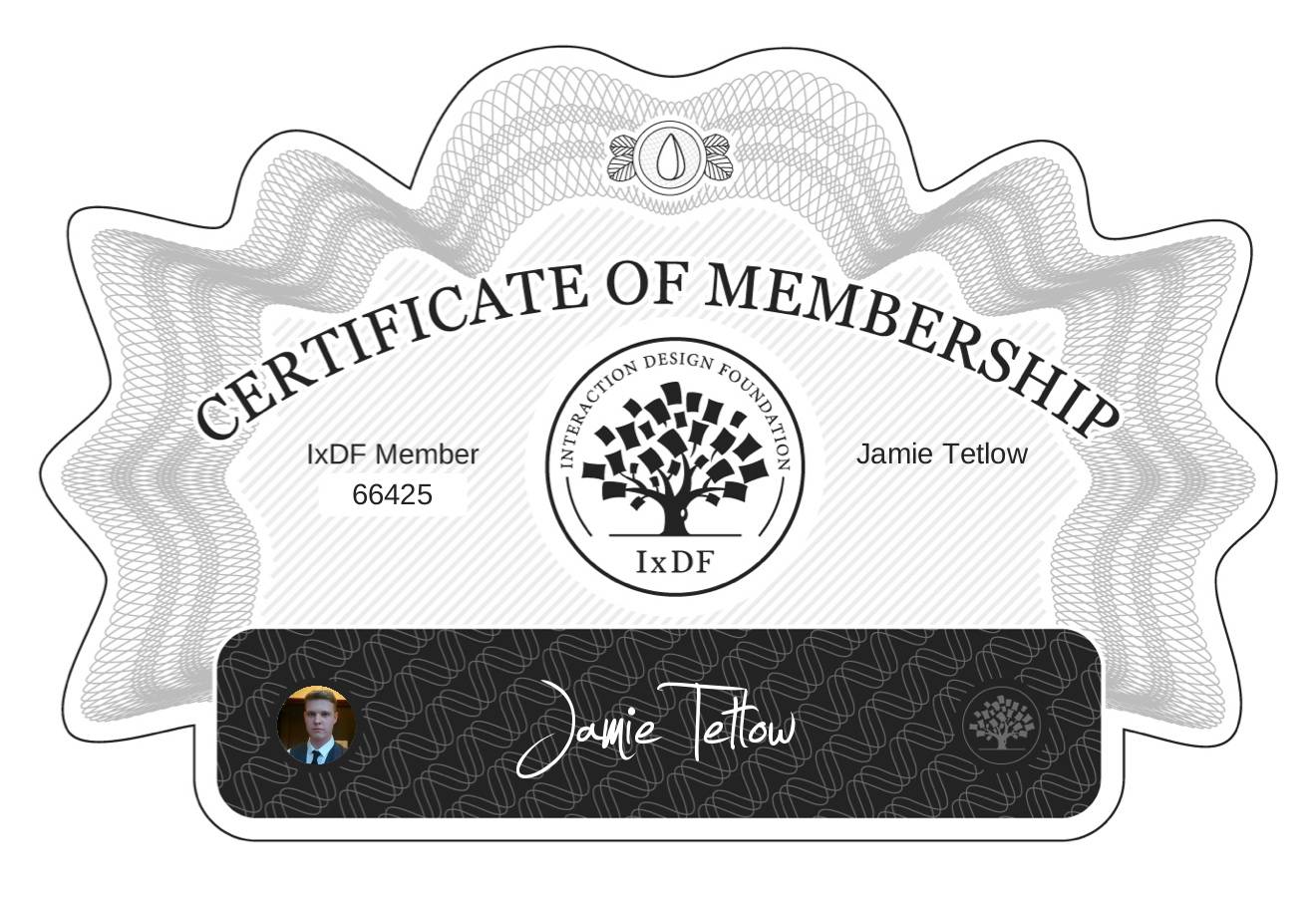 Certificate of Membership – Jamie Tetlow