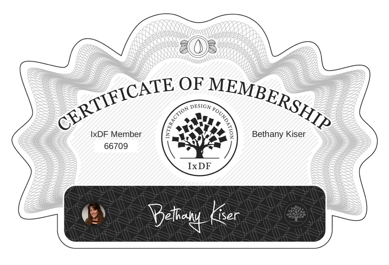 Certificate of Membership – Bethany Kiser