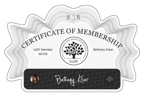 Certificate of Membership – Bethany Kiser