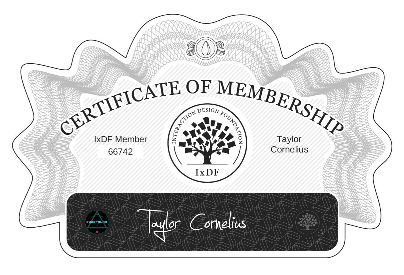 Certificate of Membership – Taylor Cornelius