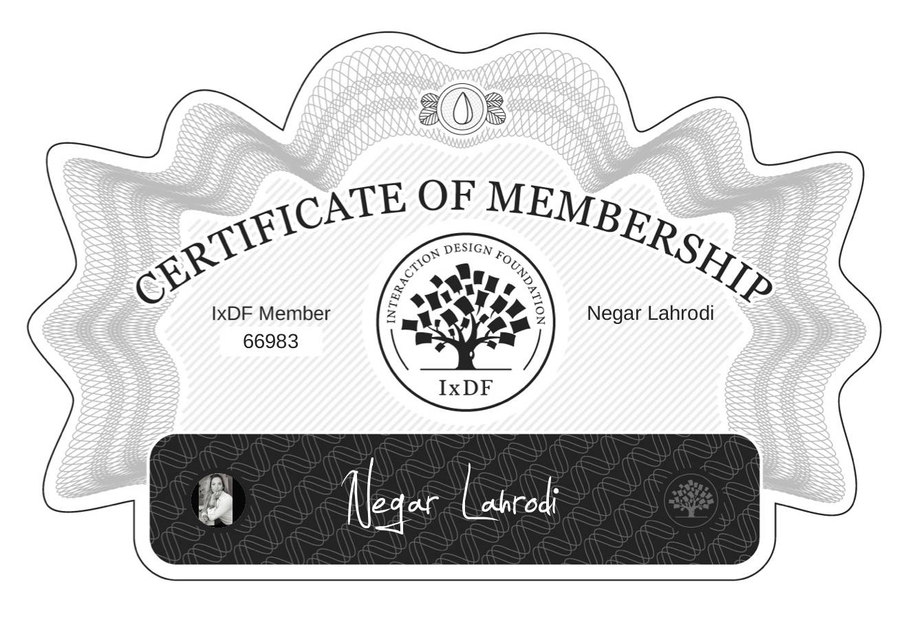 Certificate of Membership – Negar Lahrodi
