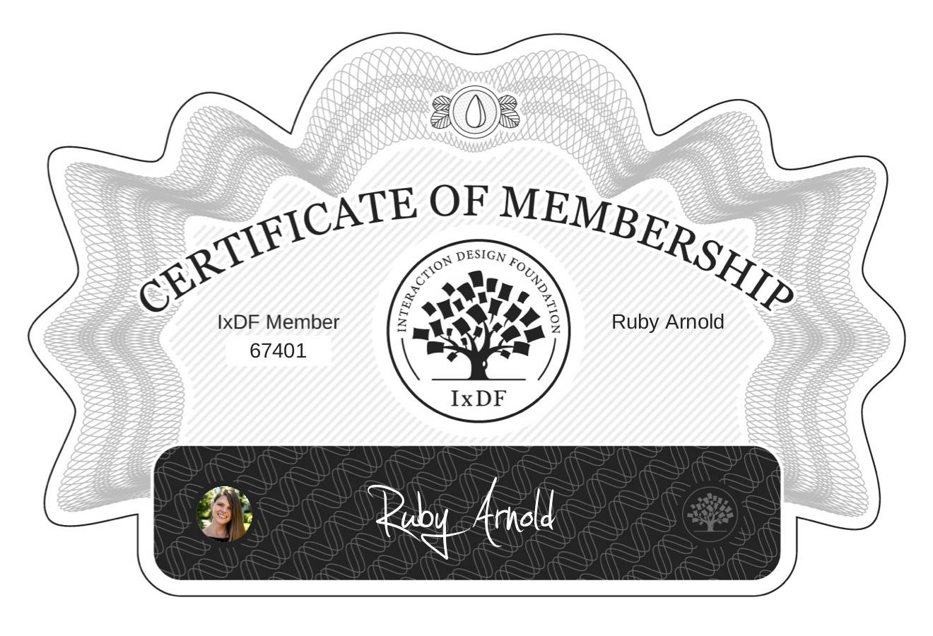 Certificate of Membership – Ruby Arnold