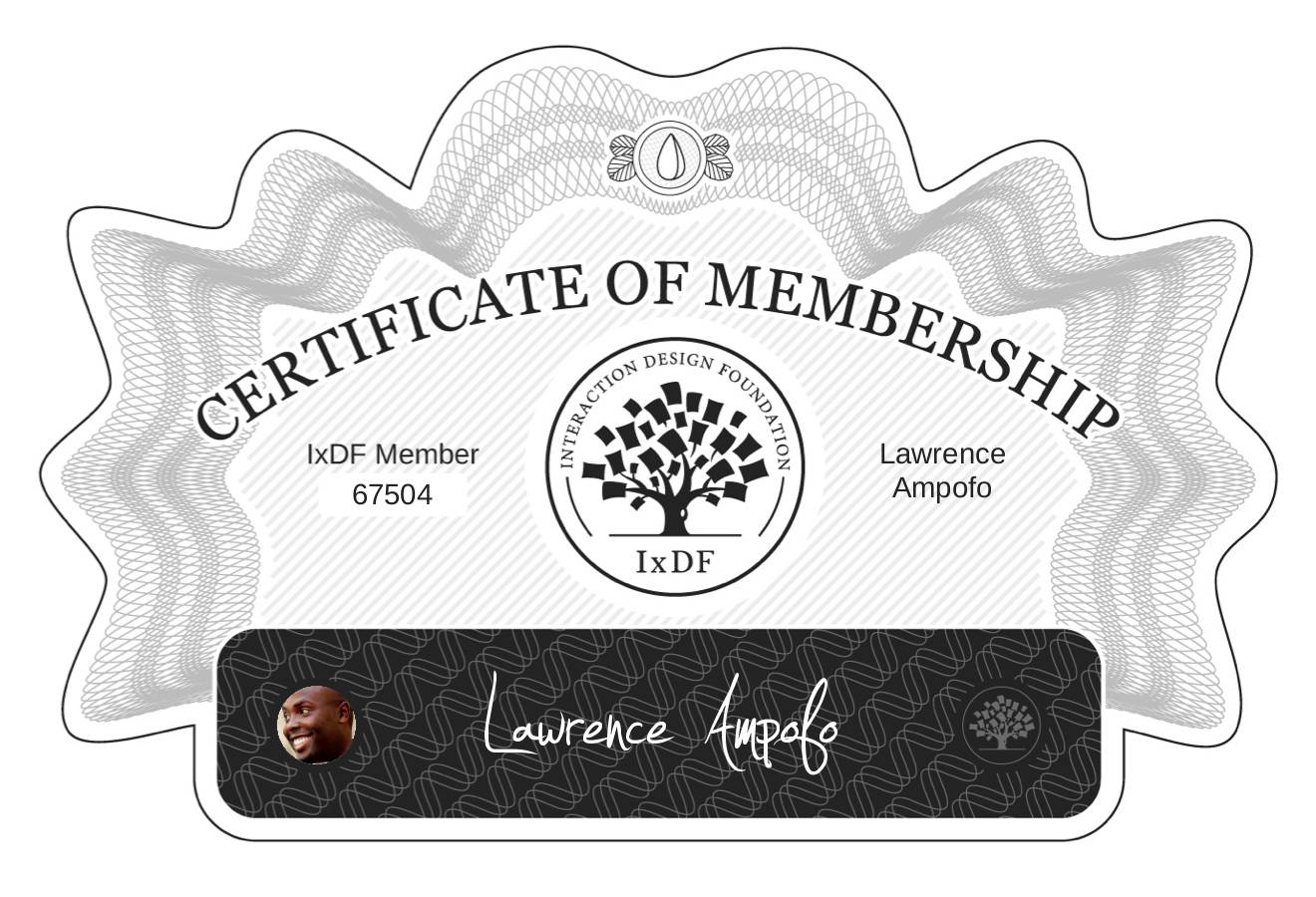 Certificate of Membership – Lawrence Ampofo